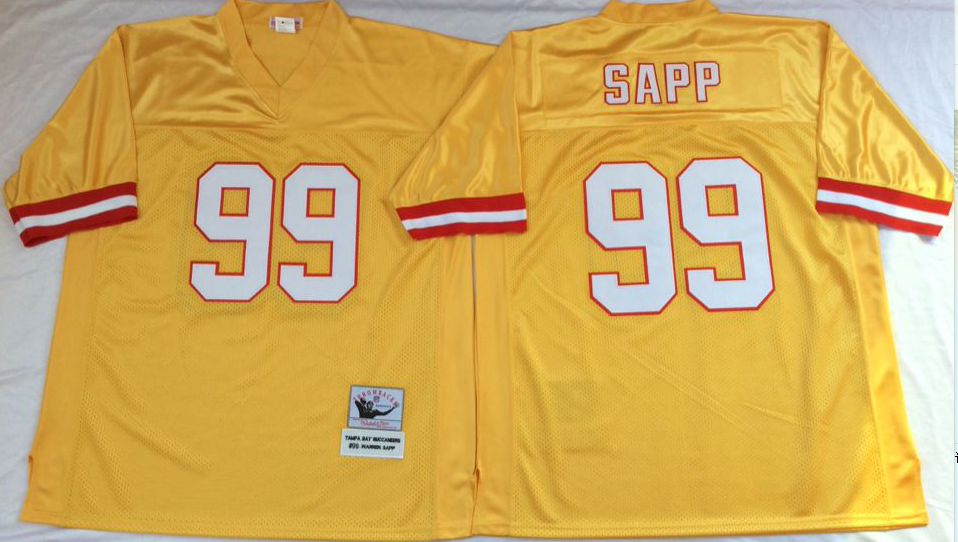 Men NFL Tampa Bay Buccaneers 99 Sapp yellow Mitchell Ness jerseys